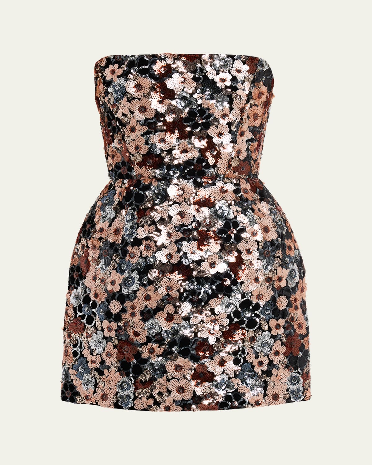bronx and banco estelle deep v-neck floral applique mini dress Bronx Banco Estelle Deep V-Neck Floral Applique Mini Dress