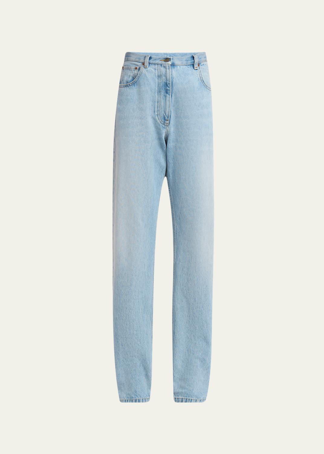 美品 VALENTINO 25SS Wide Leg Jeans 27 トリム Valentino Garavani Floral-Print Trim Straight-Leg Denim Jeans