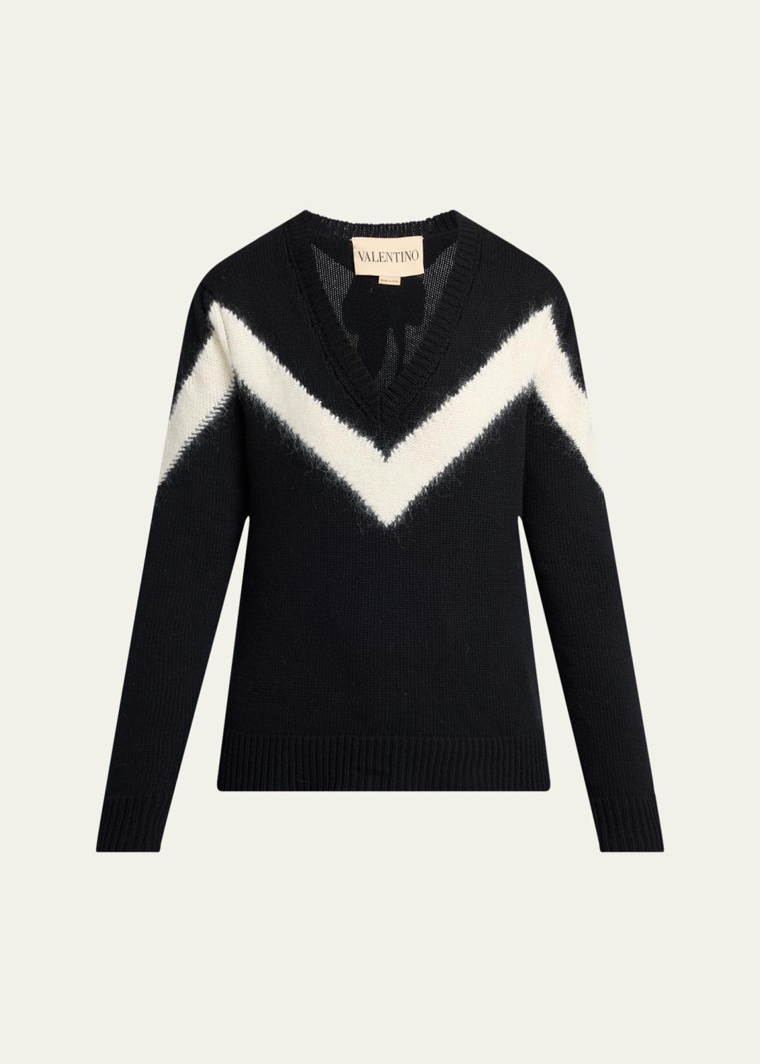 Dries Van Noten Torion Floral Lace Knit V-Neck Sweater - Bergdorf