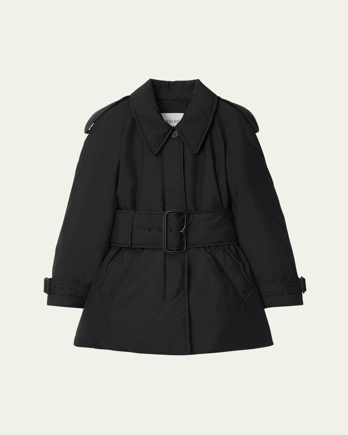 Burberry Castleford Check-Collar Belted Short Trench Coat
