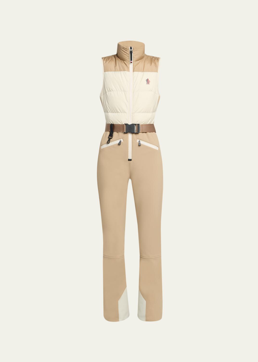 Moncler Grenoble Shearling-Trim Down Denim Ski Suit - Bergdorf Goodman