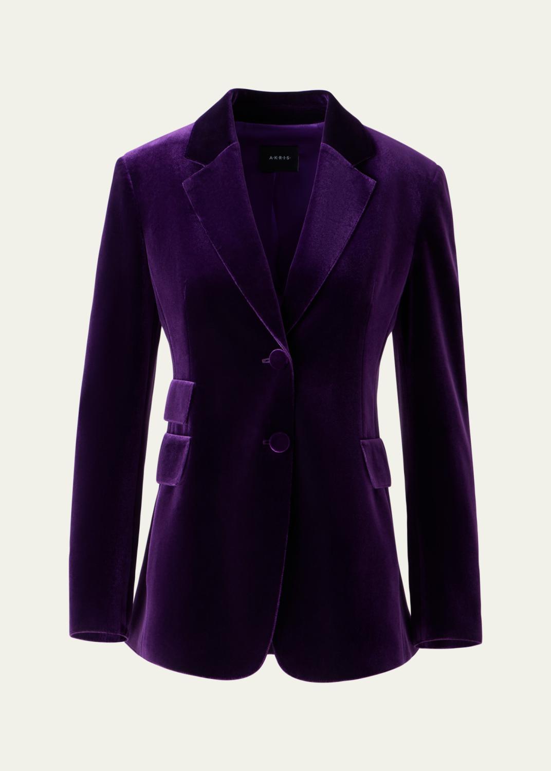 Akris Percival Techno Velvet Stretch Single-Breasted Jacket 