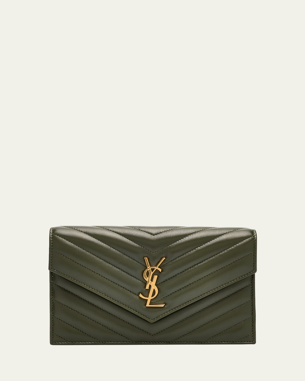 Saint Laurent Large YSL Envelope Flap Clutch Bag in Suede