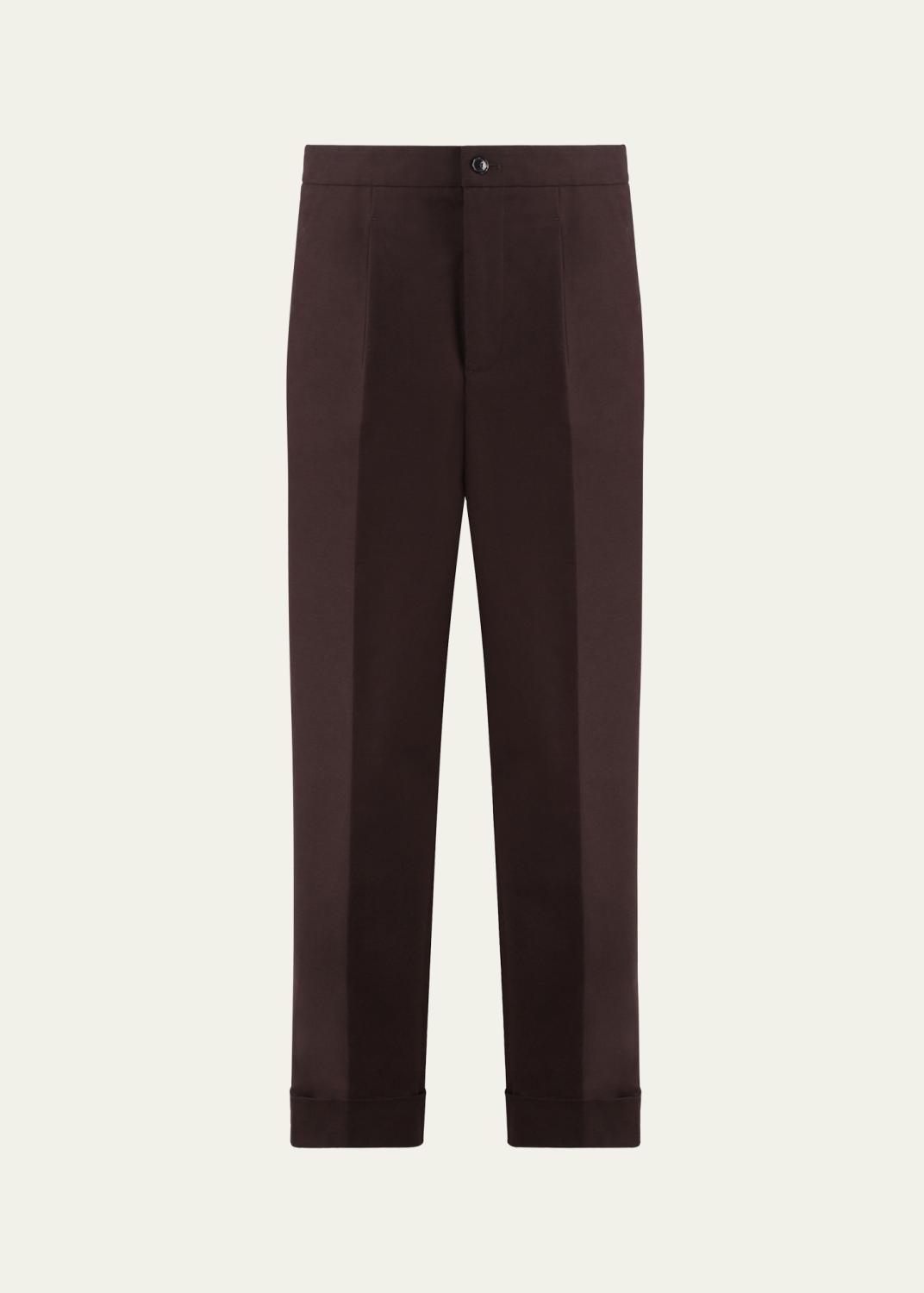 Homme Plissé Issey Miyake Men's Cropped Brown Pleated Trousers