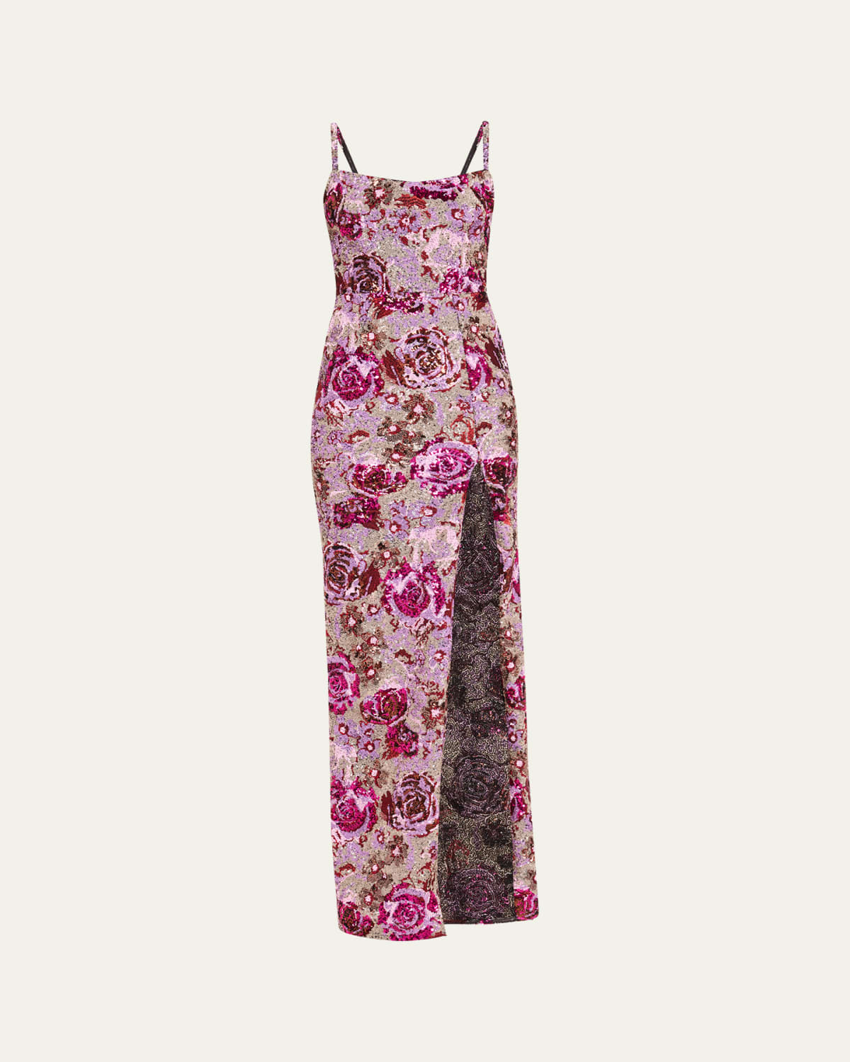 dahlia floral sequin maxi dress Bronx Banco Dahlia Floral Sequin Column Gown
