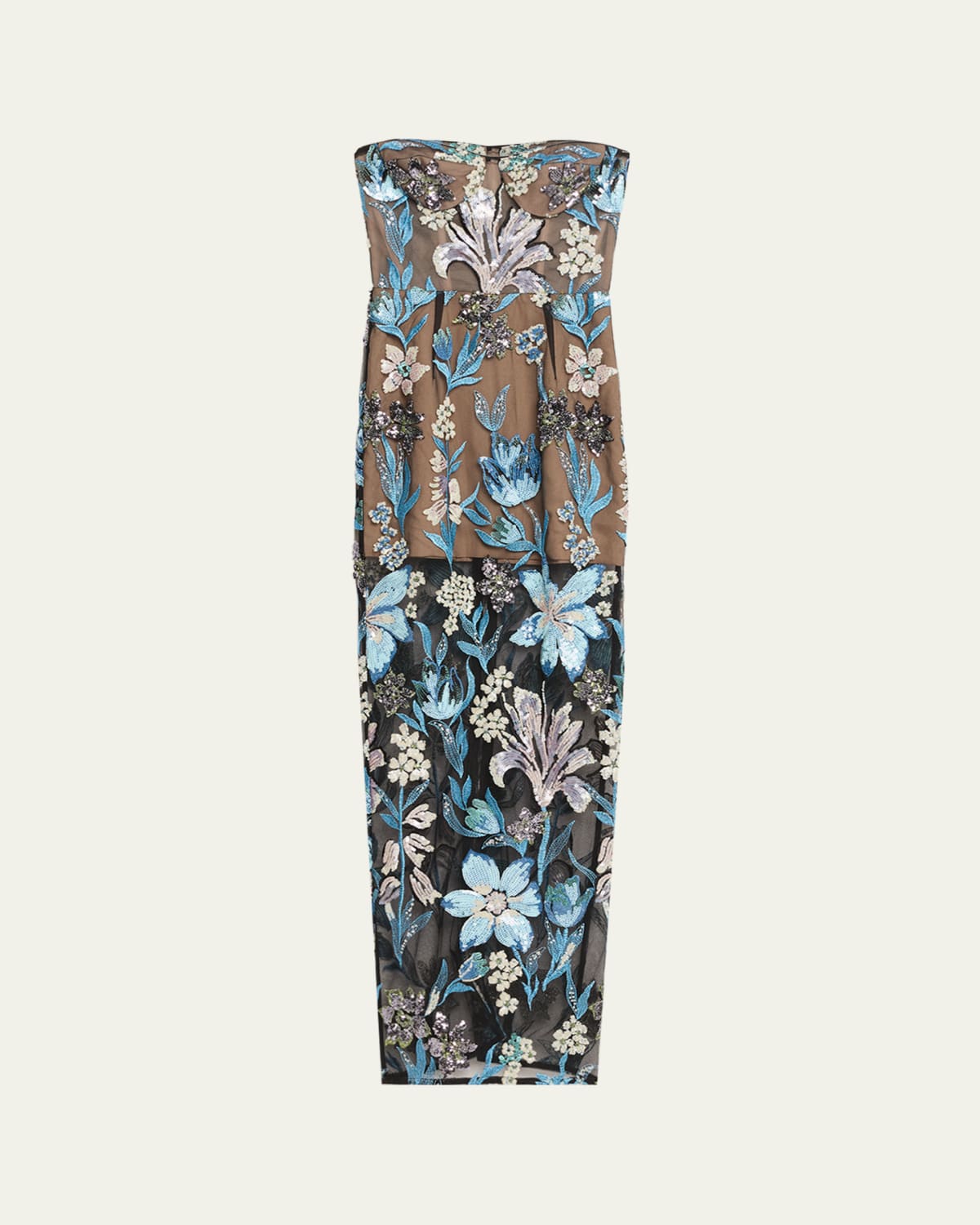 Bronx Banco Francesca Sequin Embroidered Column Gown - Bergdorf