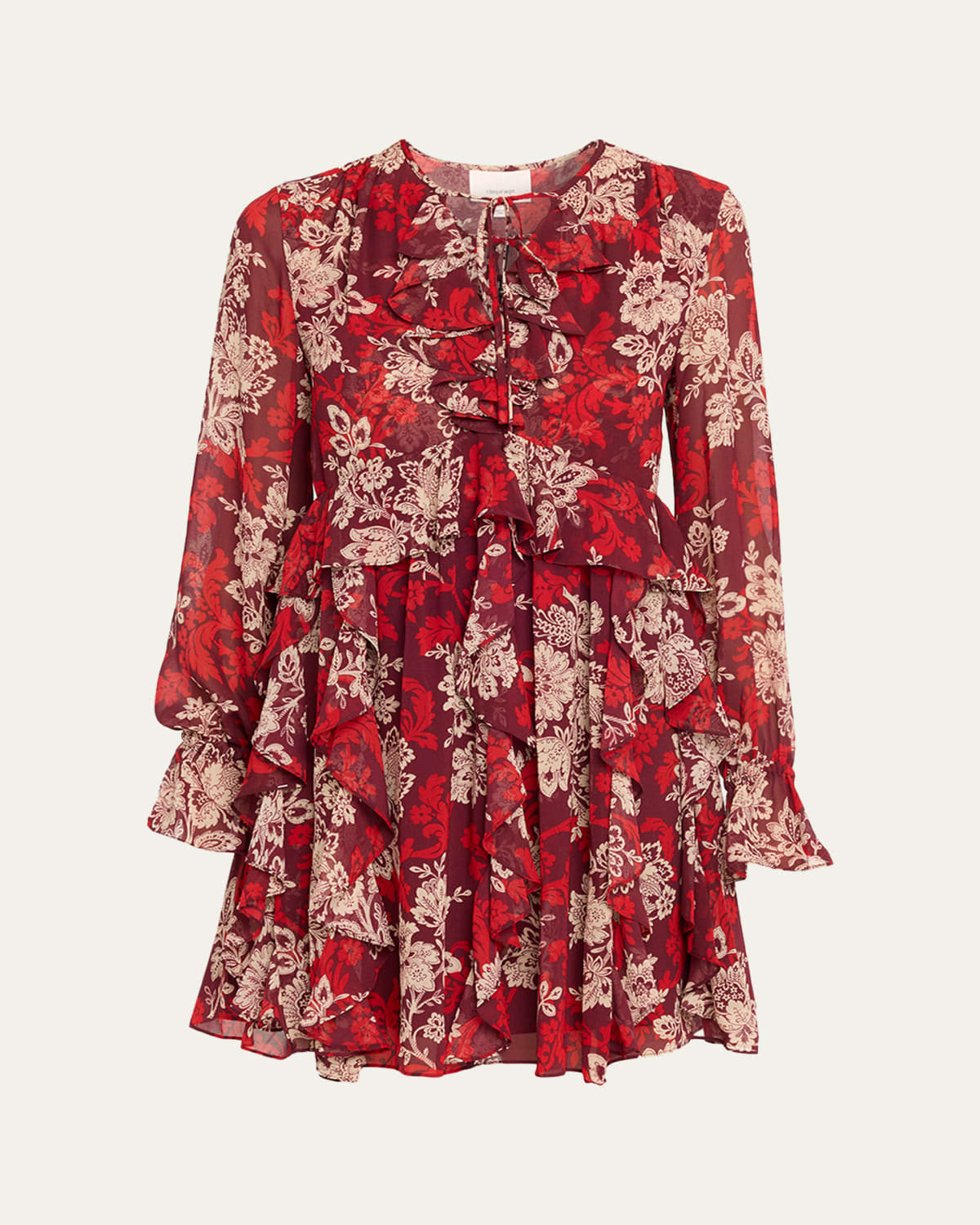 estelle deep v-neck floral applique mini dress Bronx Banco Estelle Deep V-Neck Floral Applique Mini Dress