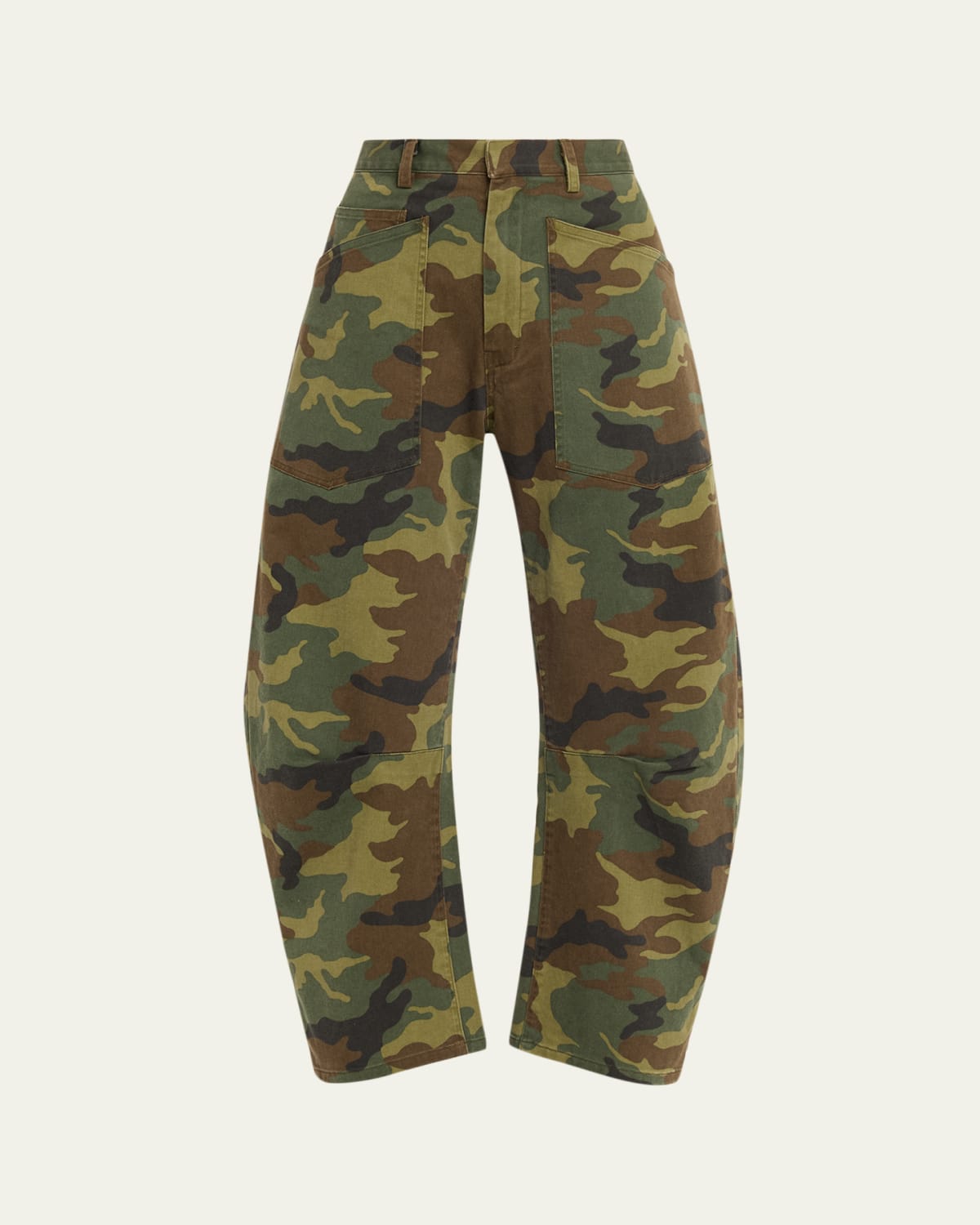 SACAI Belted Cotton Chino Barrel-Leg Crop Pants - Bergdorf Goodman