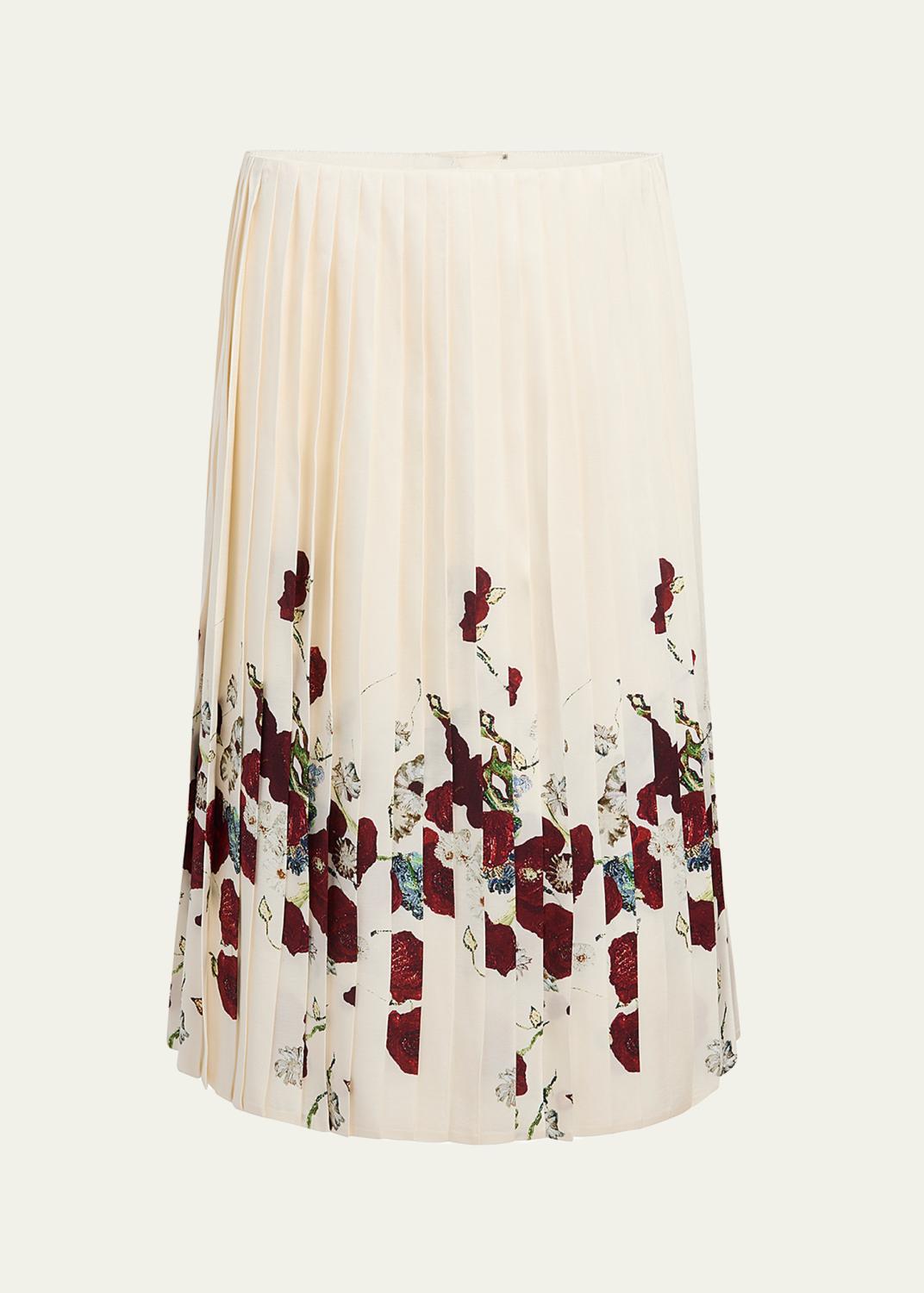 Silvia Tcherassi Nelida Floral Embroidered Layered Stripe Midi