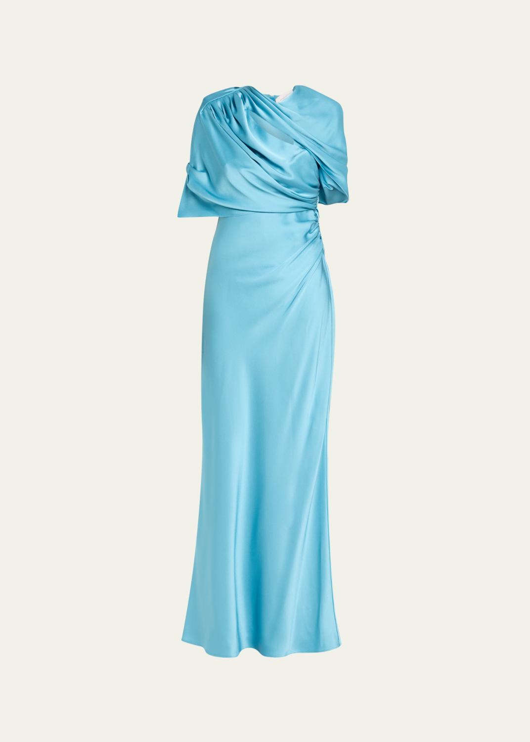 stella mccartney halter dress Ball-Collar Satin Gown Lime Leopard Dress