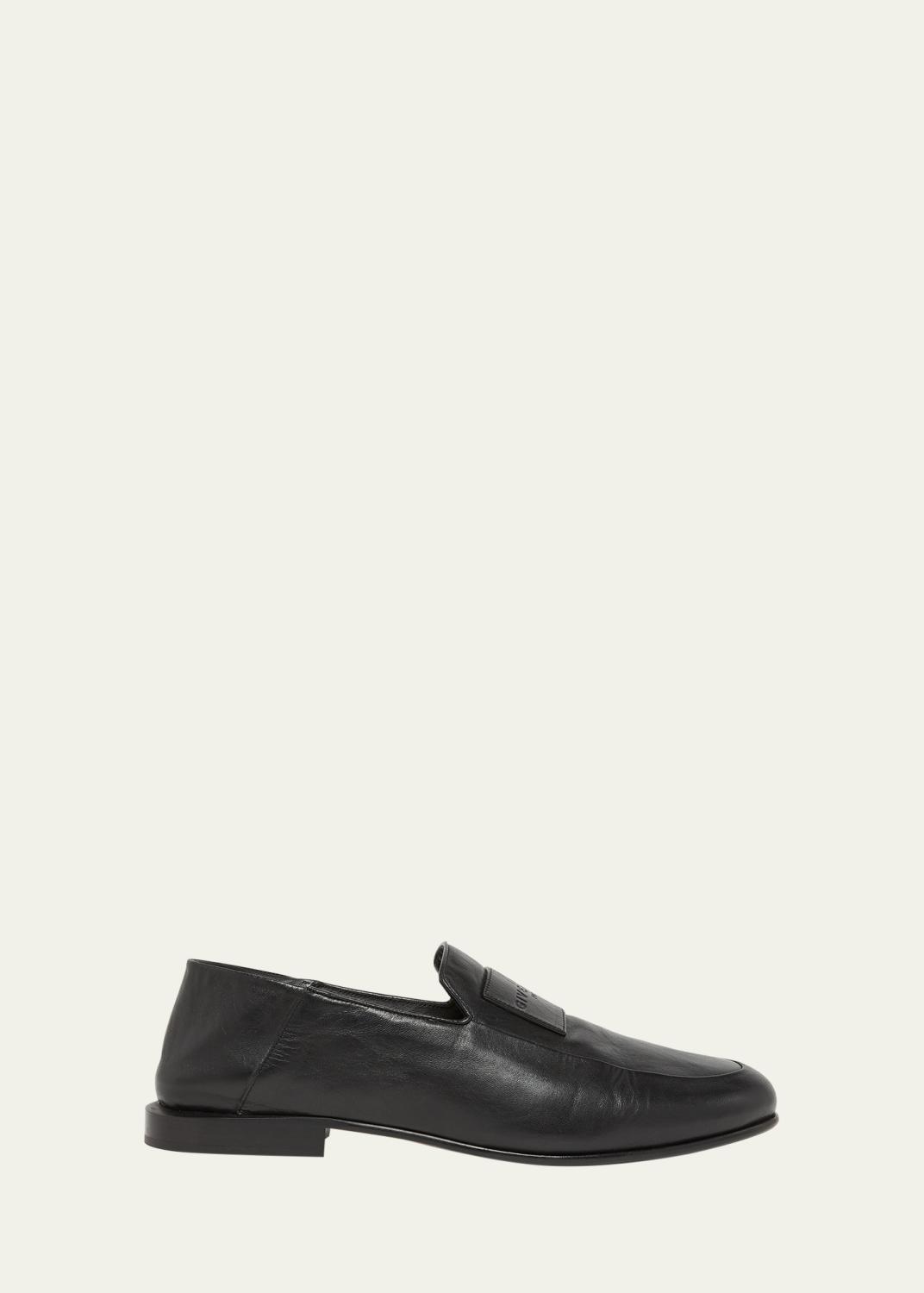 LOEWE SLIP ON LOAFE BLACK/37ローファー ブラック LOEWE x Paula's Ibiza Men's Flex Grained Leather Slip-On Loafers