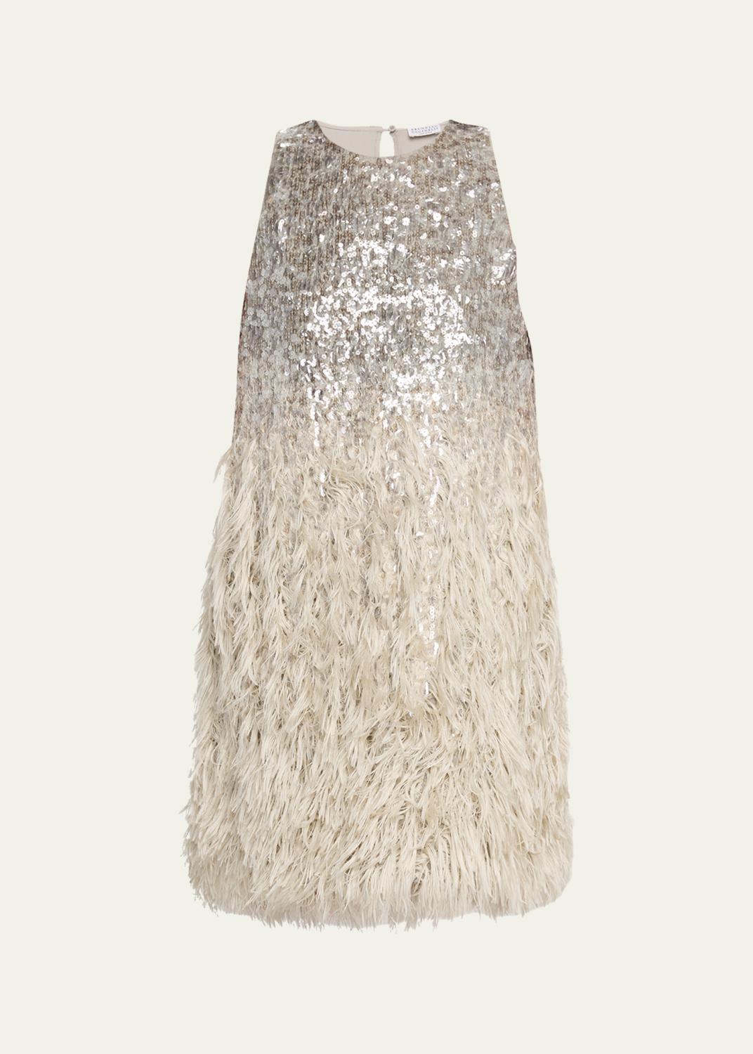knit mini shift dress Brunello Cucinelli Pailette Short-Sleeve beautiful wedding gowns