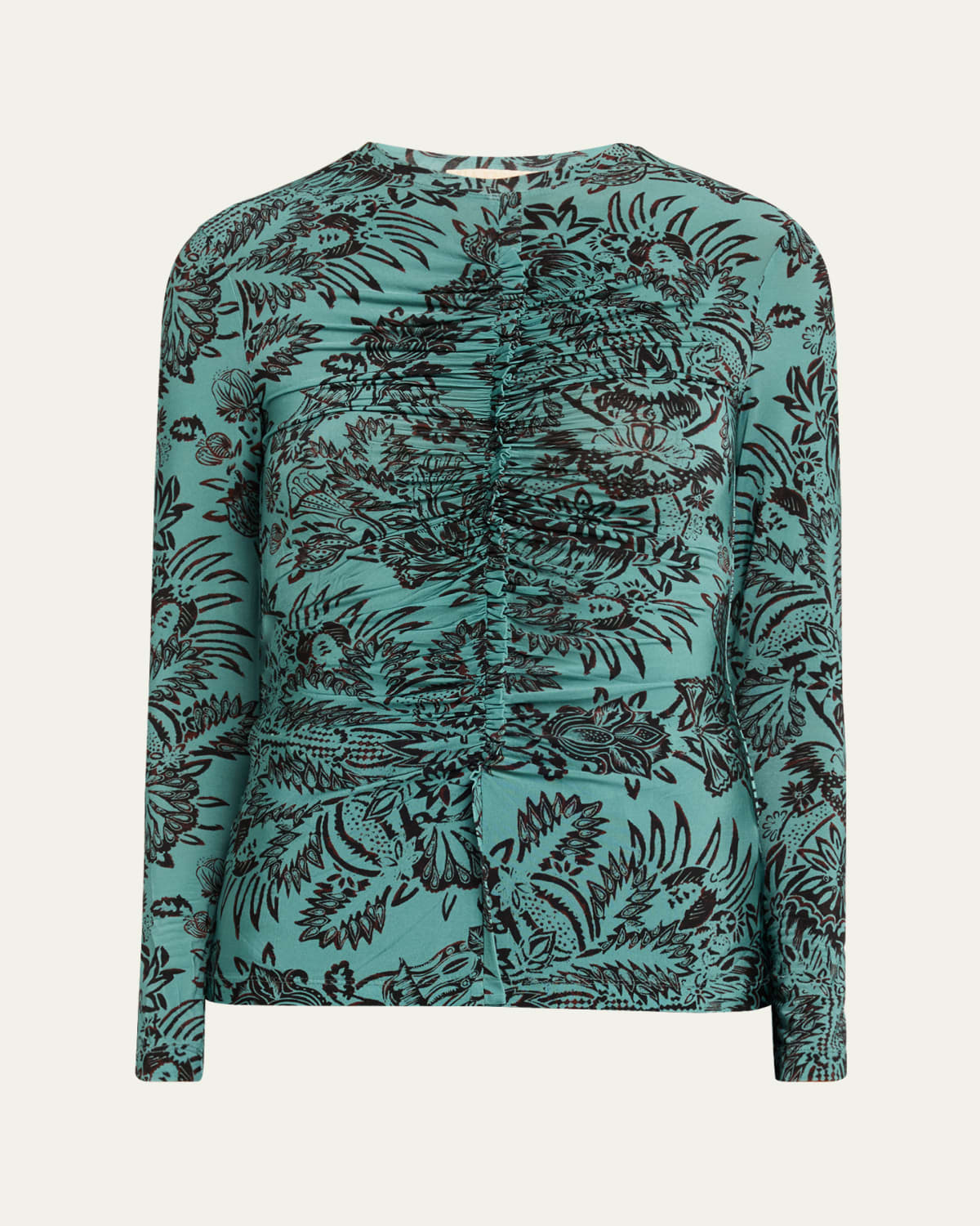 Ulla Johnson Laurenza Ric-Rac Trim Long-Sleeve Peasant Blouse
