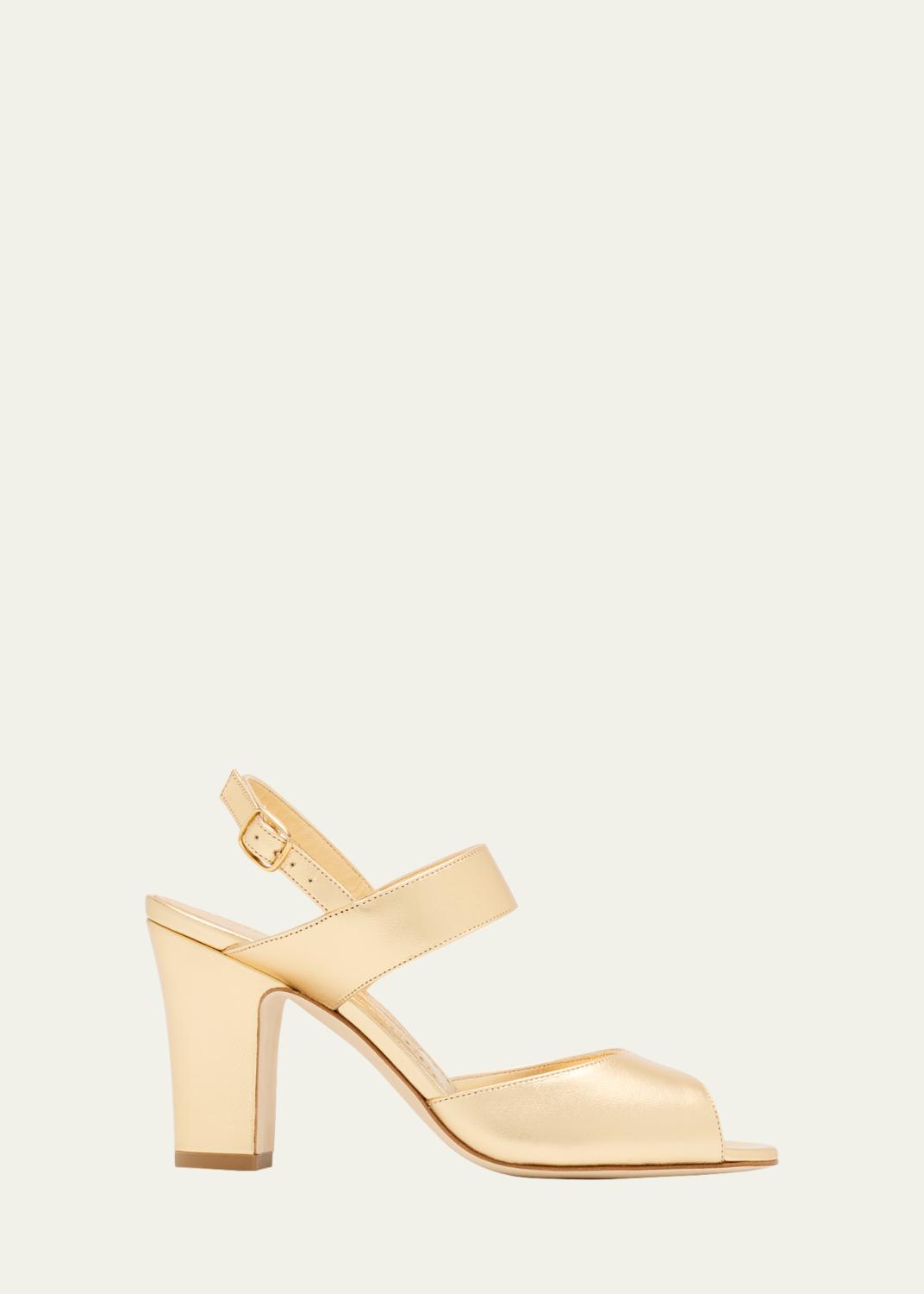 Manolo Blahnik 50mm Cupisanpla Metallic Leather Sandals - Bergdorf
