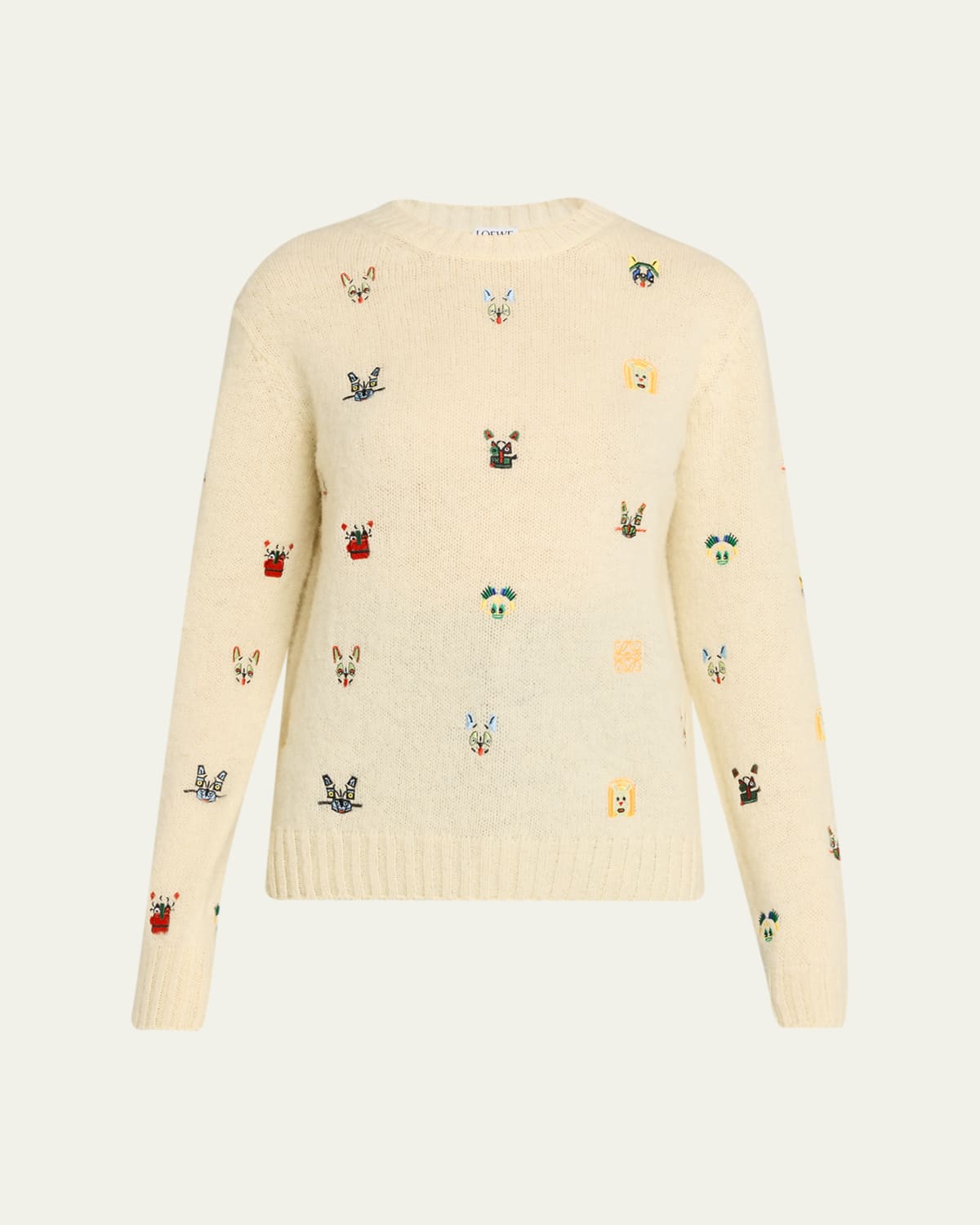Loewe Deep V-Neck Johnny Collar Wool Sweater - Bergdorf Goodman