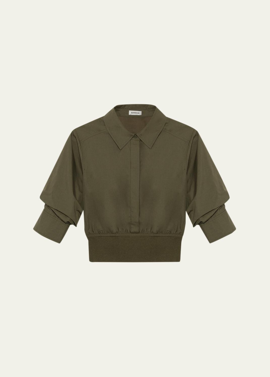 Rick Owens Jumbo Tabard Long-Sleeve Satin Crop Top - Bergdorf Goodman