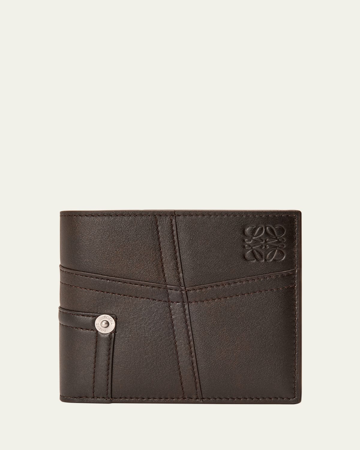 LOEWE PUZZLE EDGE BIFOLD COIN ダークグレー Loewe Men's Puzzle Edge Leather Bifold Wallet - Bergdorf Goodman