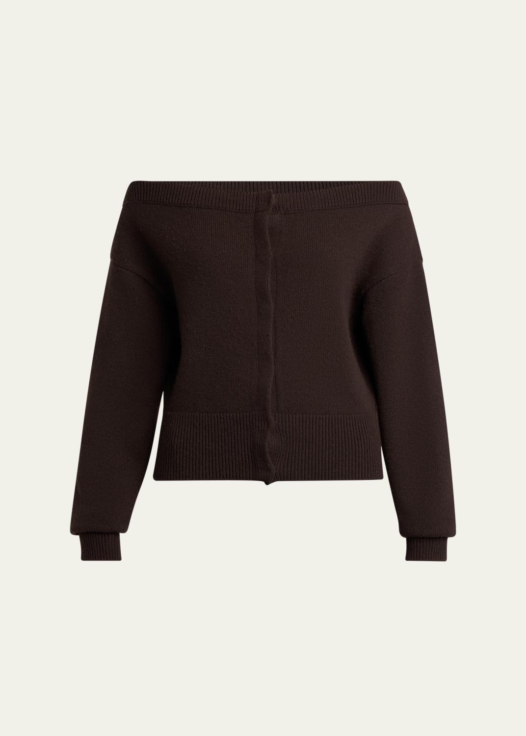 ALAIA Double Layered Wool Crewneck Cardigan - Bergdorf Goodman