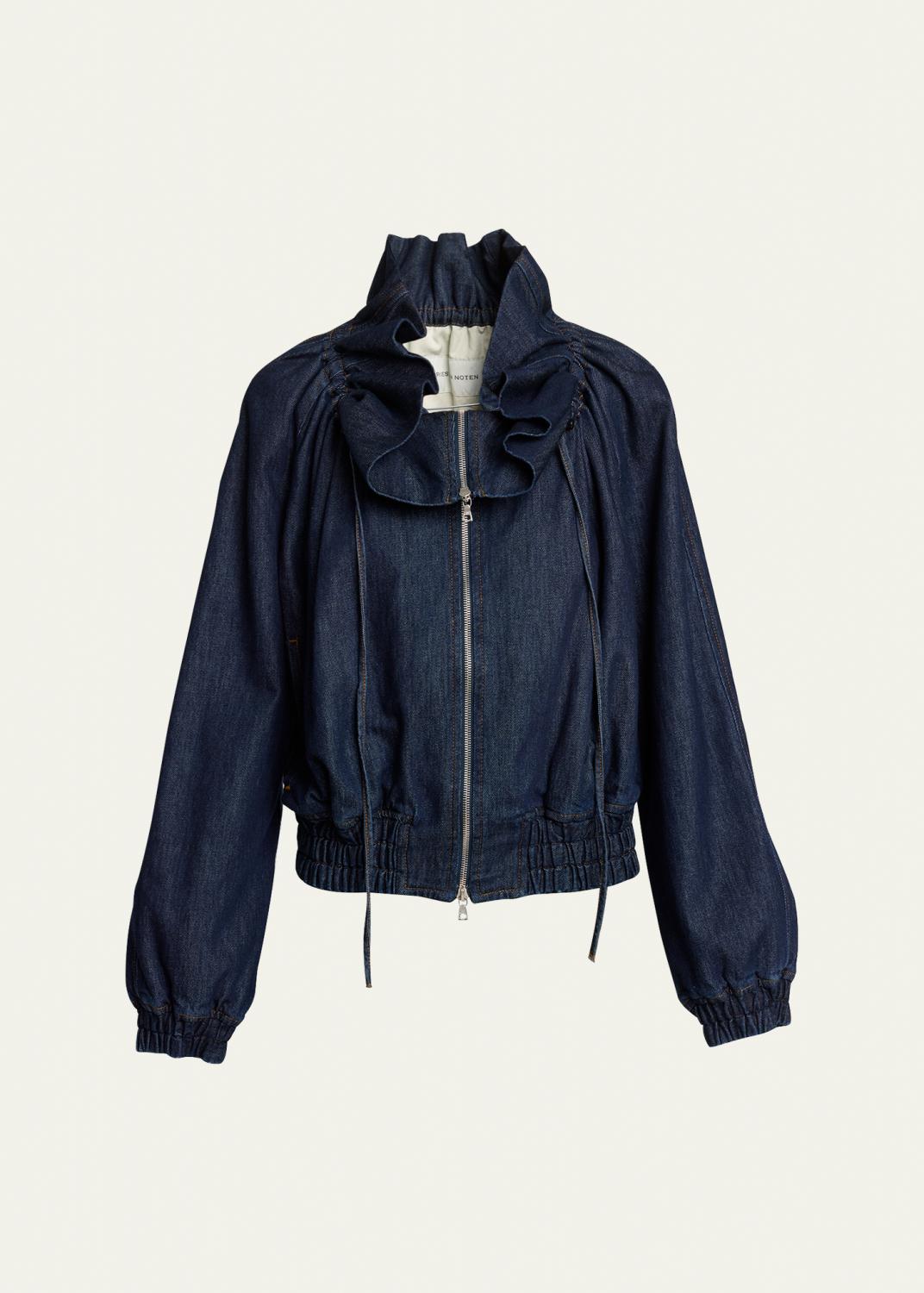 DRIES VAN NOTEN パフスリーブ ショートジャケット ベルギー製 Dries Van Noten Denim Bubble Jacket - Bergdorf Goodman