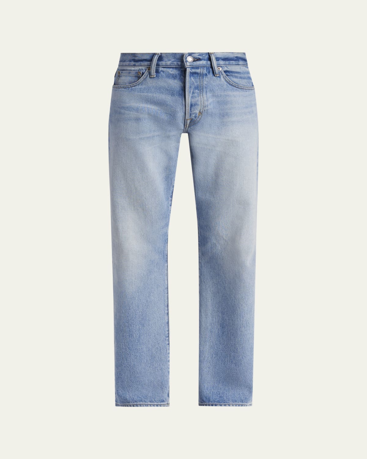 TOM FORD Men's Light Wash Selvedge Straight Fit Jeans, Grey