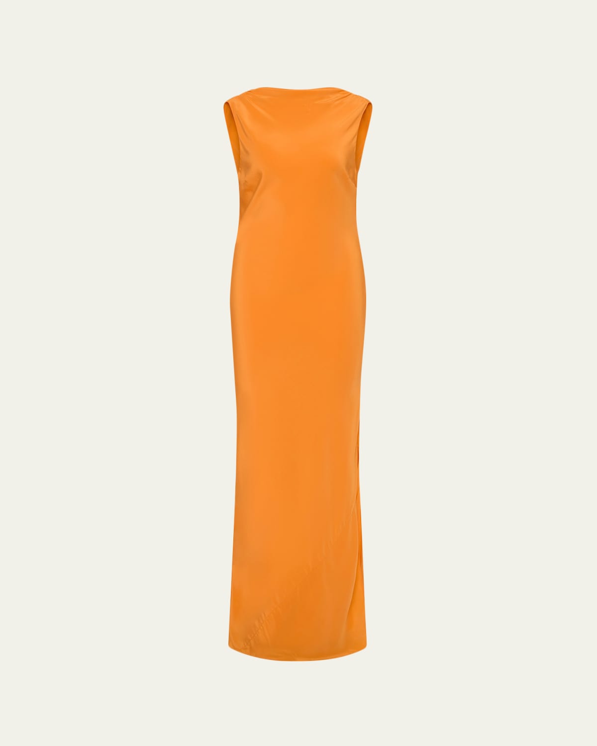 aidan mattox orange dress Aidan Mattox V-neck Draped Front Slit Satin Dress In Sugar Coral In Orange