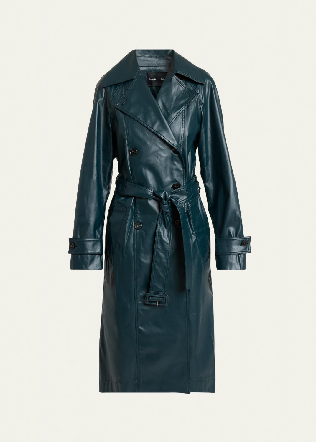 Chloe Gathered Shiny Leather Belted Trench Coat - Bergdorf Goodman