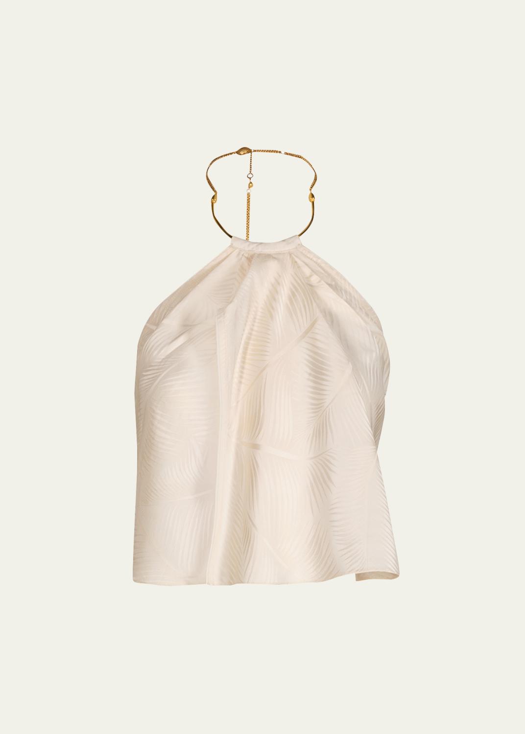 Silvia Tcherassi Abril Plunging Halter Knotted Silk Midi Dress