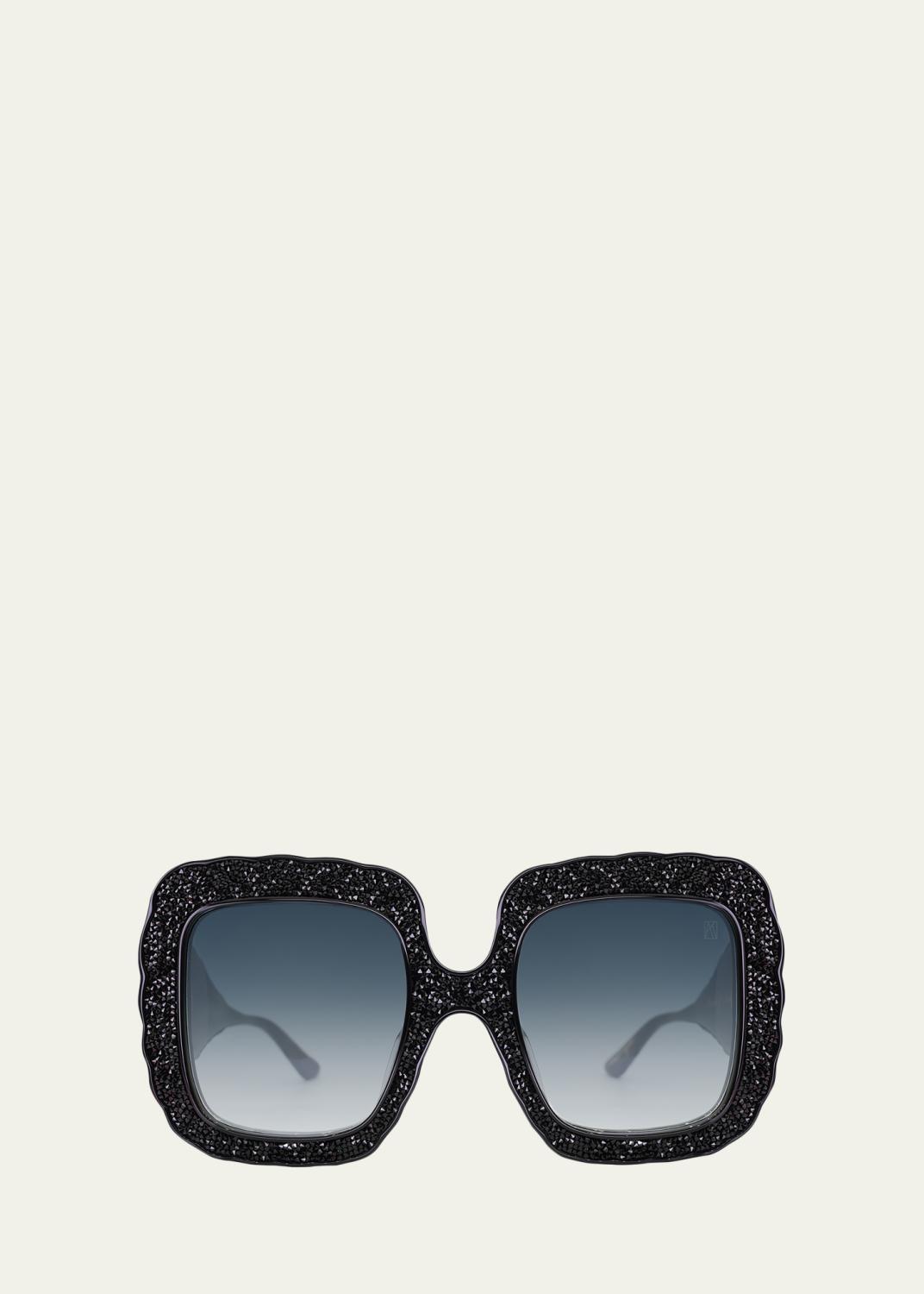 New ANNA KARIN KARLSSON Lucky Goes To Vegas Black Crystal Cat-Eye Sunglasses Anna-Karin Karlsson Lucky Goes to Vegas Crystals & Acetate  main image 3