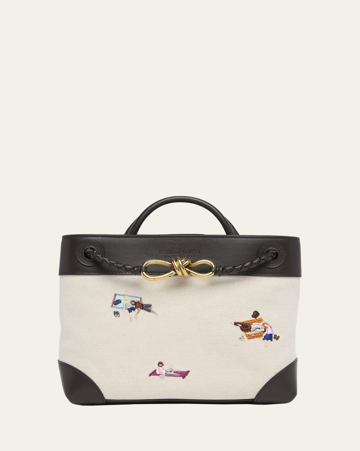 Bottega Veneta Small Andiamo Washed Canvas Top-Handle Bag
