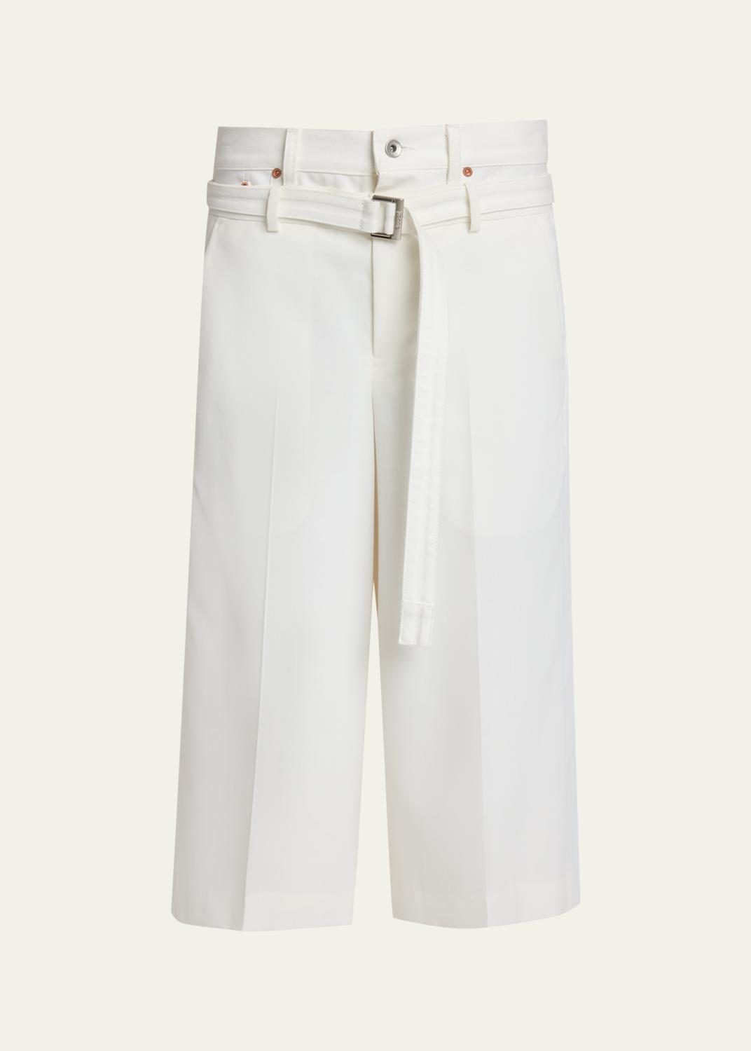 SACAI Belted Cotton Chino Barrel-Leg Crop Pants - Bergdorf Goodman