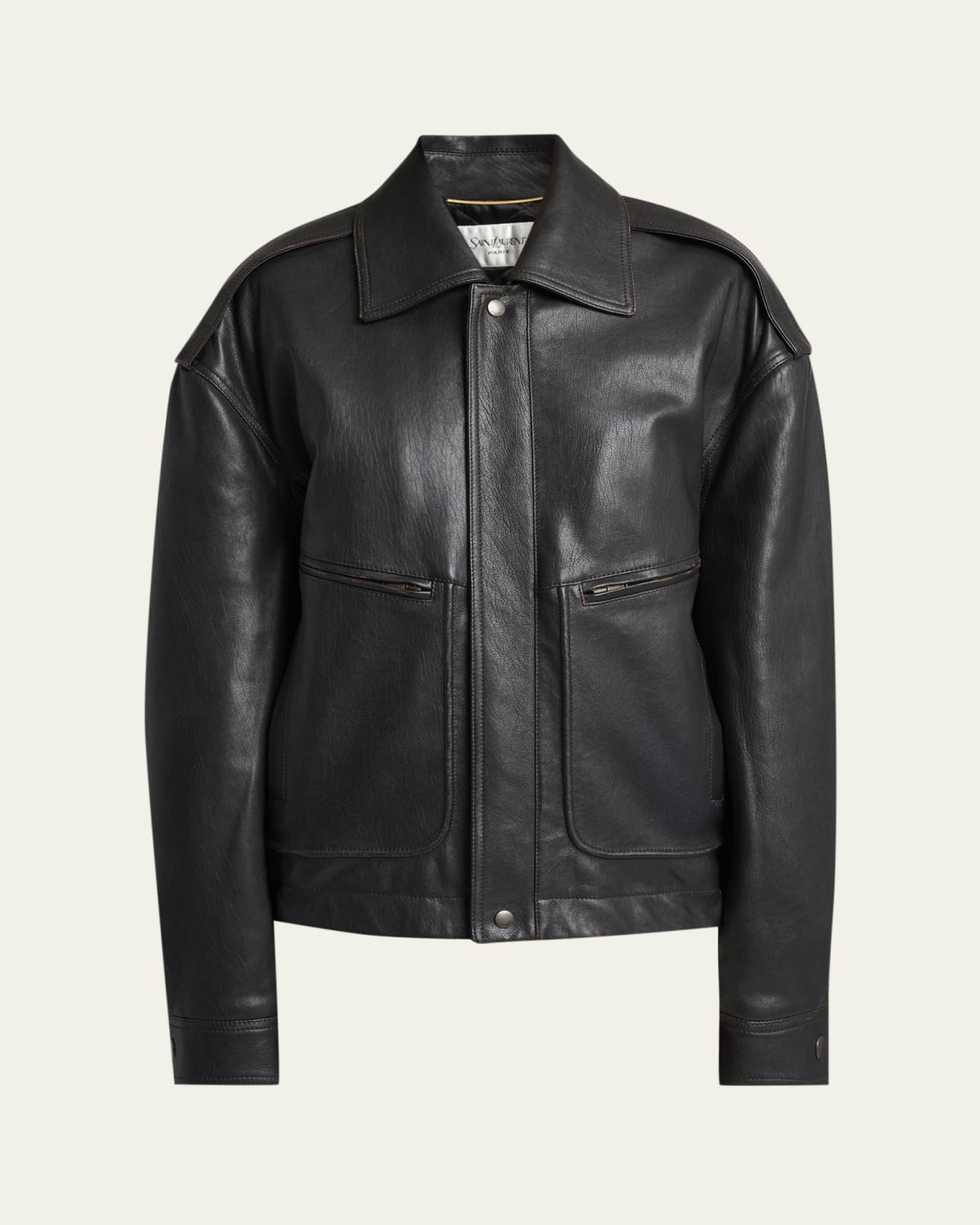 Chloe Faux Fur Sleeves Leather Bomber Jacket - Bergdorf Goodman