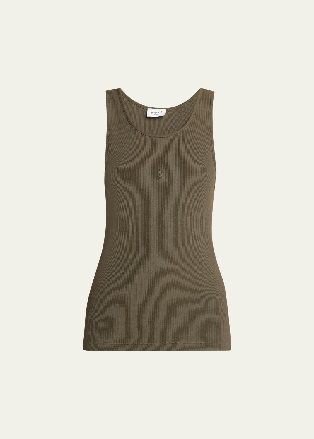 Saint Laurent YSL Embroidered Tank Top - Bergdorf Goodman