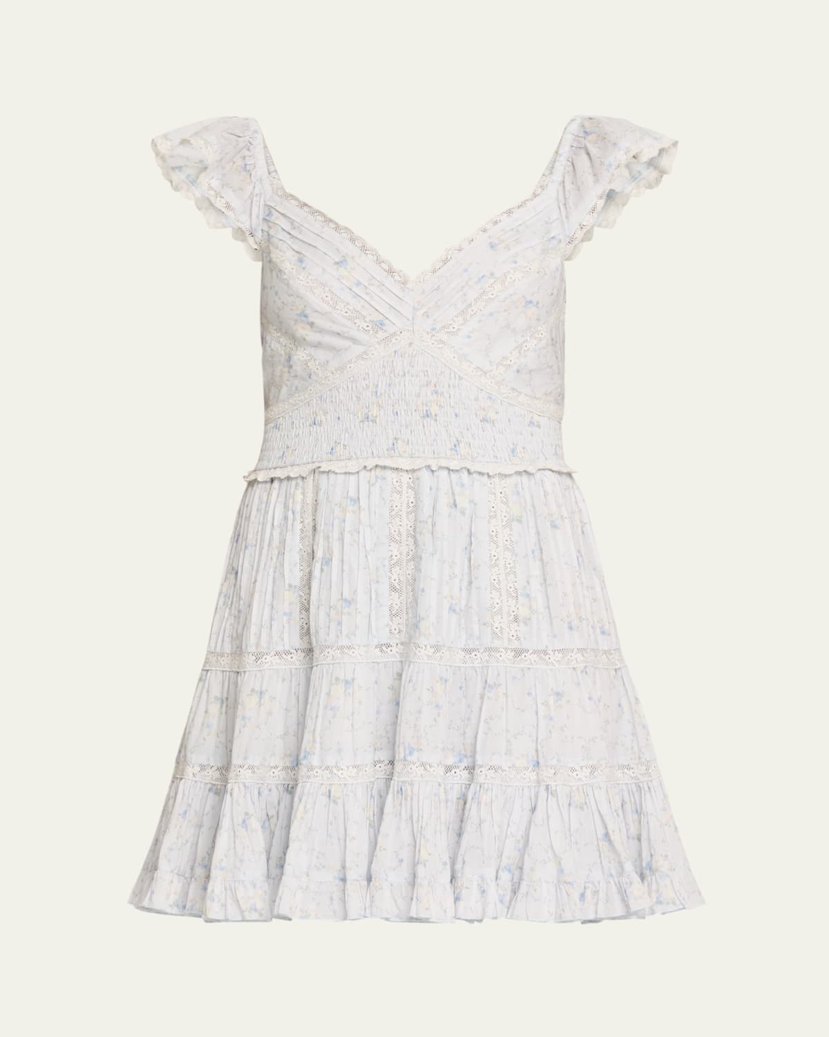 LoveShackFancy Winfrey Lace-Trim Cotton Mini Dress - Bergdorf Goodman