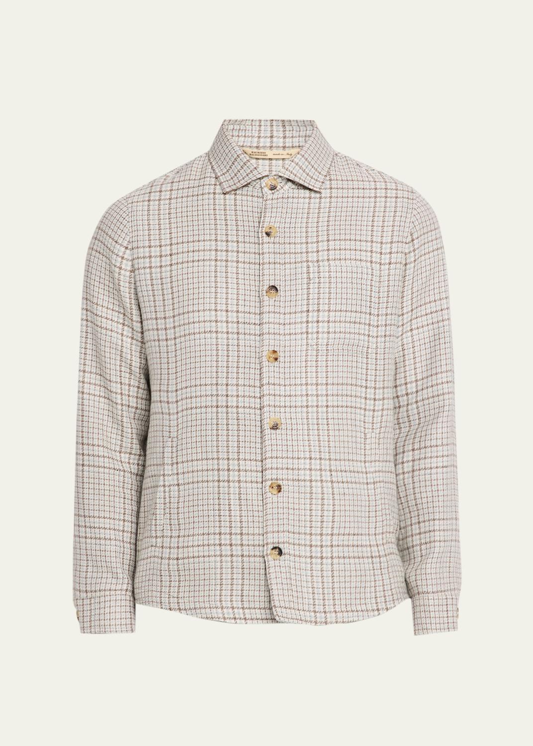 Brunello Cucinelli Men's Pinstripe Linen Button-Down Shirt