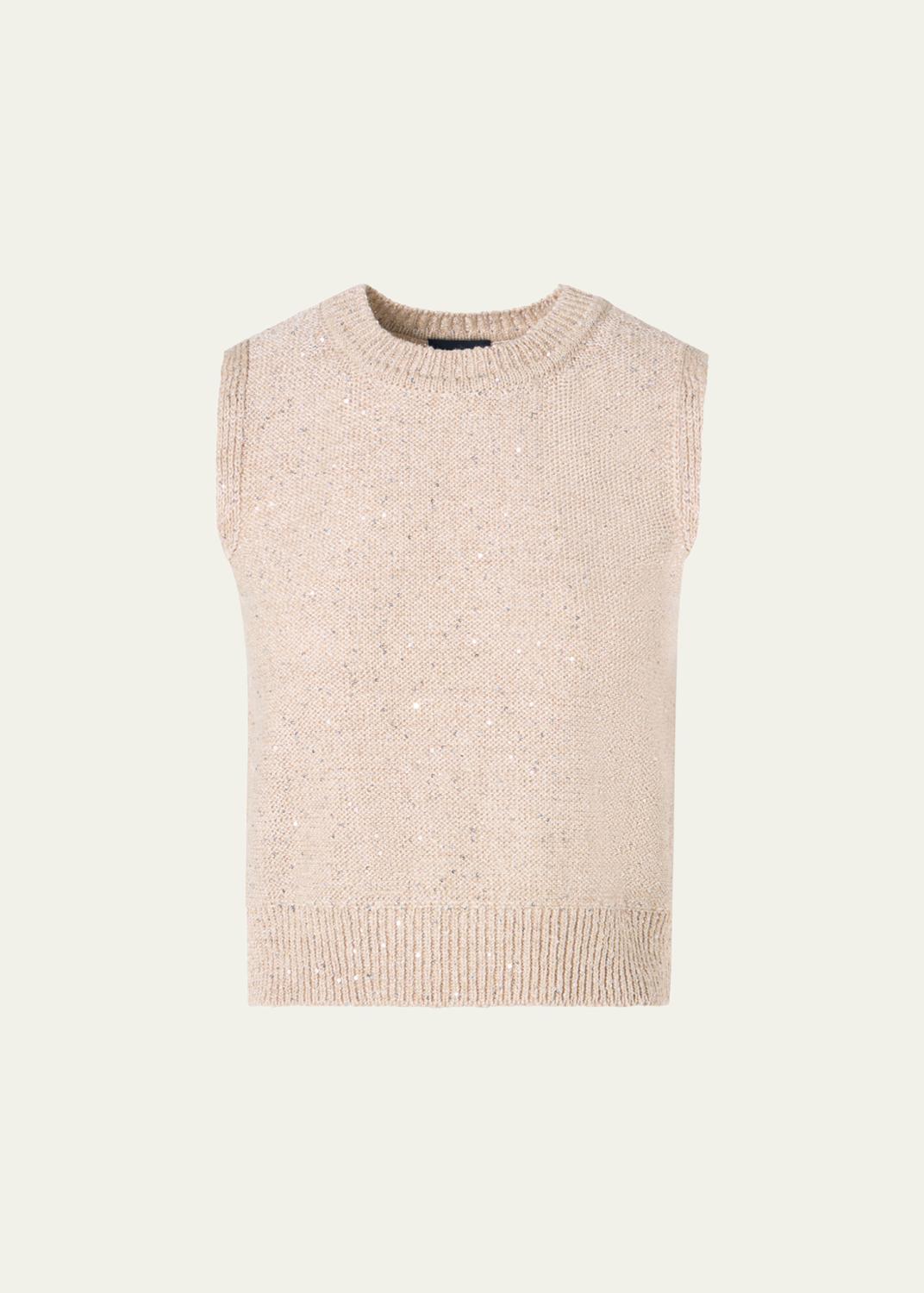 Brunello Cucinelli Linen Dazzling Cable Openwork Knit Tank Top