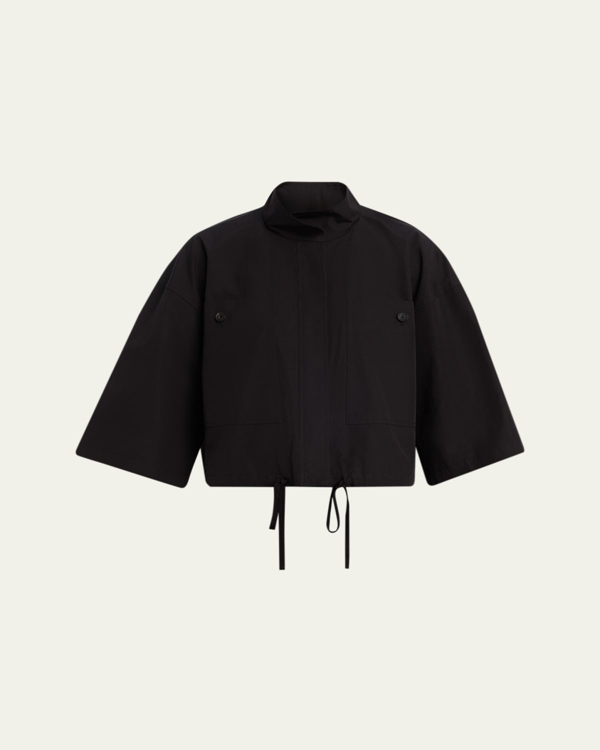 SACAI Short-Sleeve English Rib Knit Zip Jacket - Bergdorf Goodman