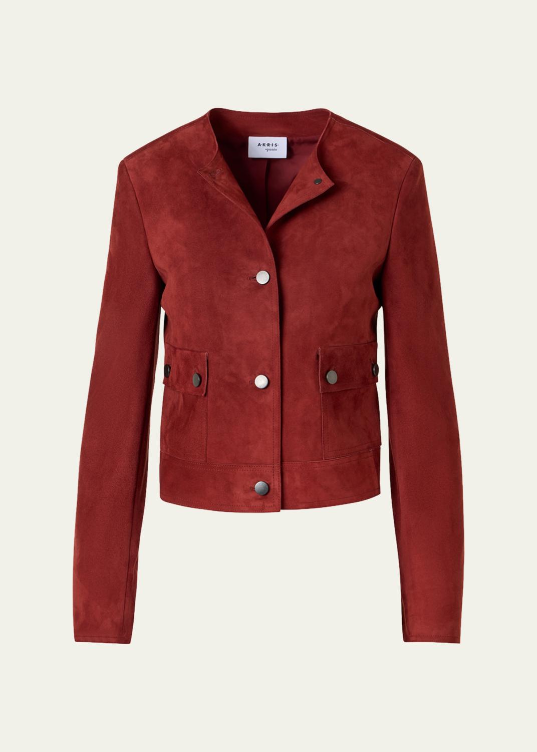 Akris punto Perforated Leather Crop Moto Jacket - Bergdorf Goodman