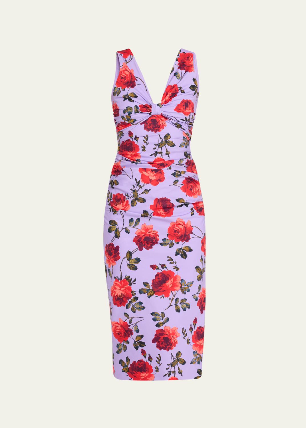 Dries Van Noten Delavina Paneled Floral Jacquard Sleeveless Dress