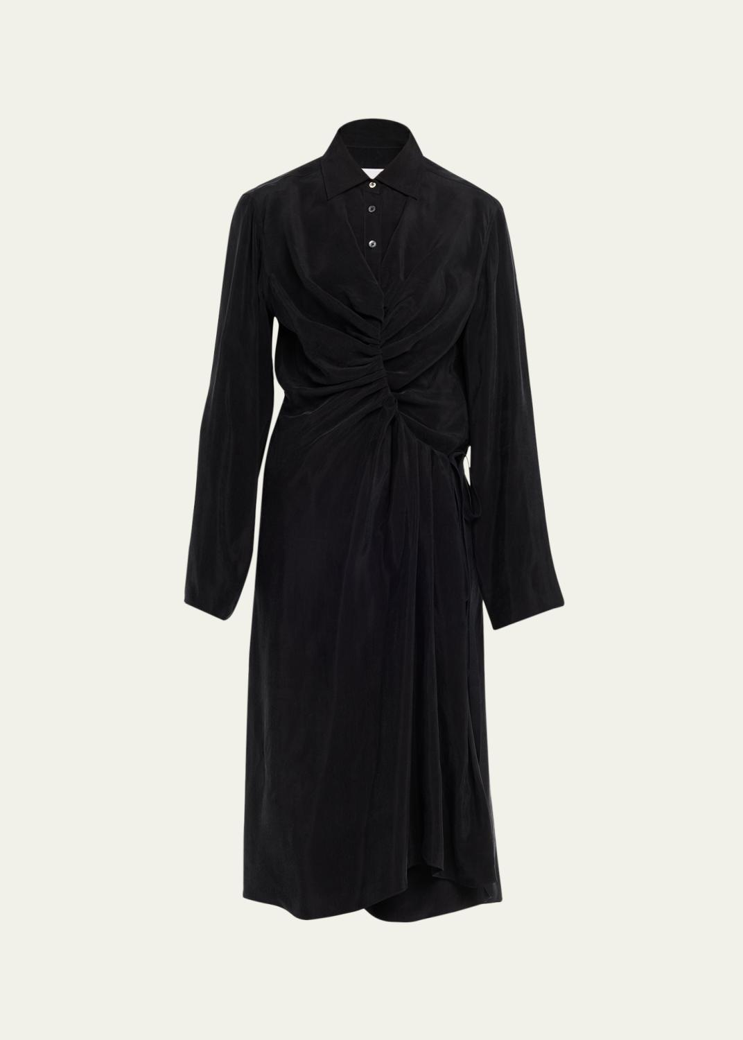 Helmut Lang Twisted Long-Sleeve Shirtdress - Bergdorf Goodman