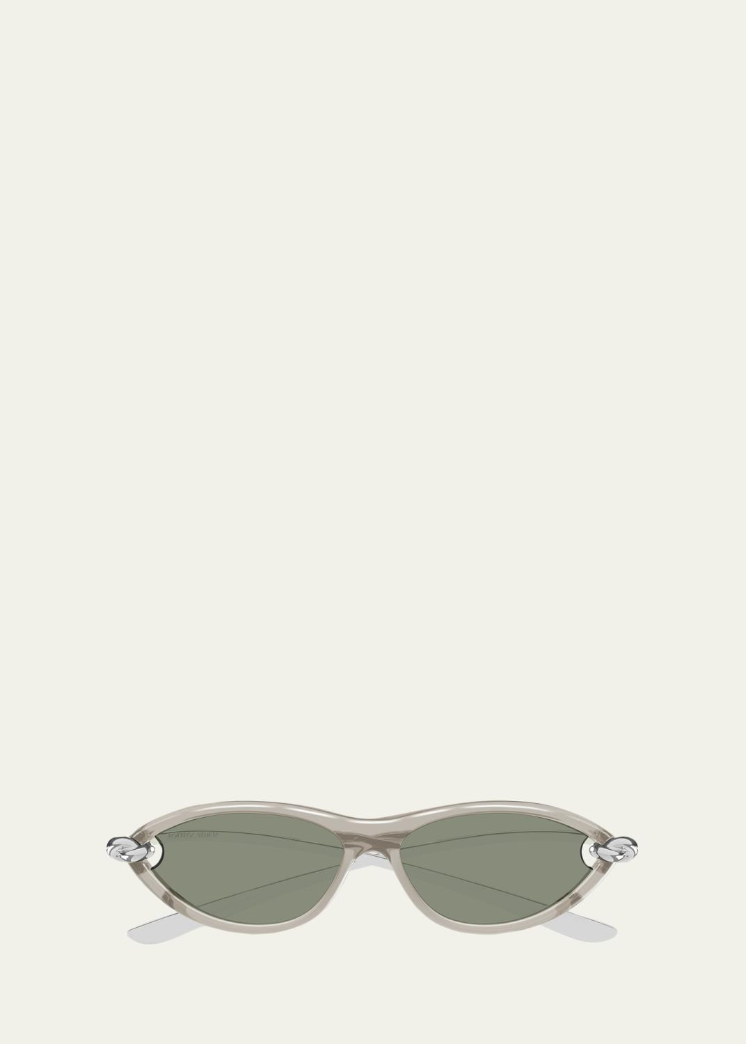 Bottega Veneta Knot 55mm Acetate & Metal Aviator Sunglasses