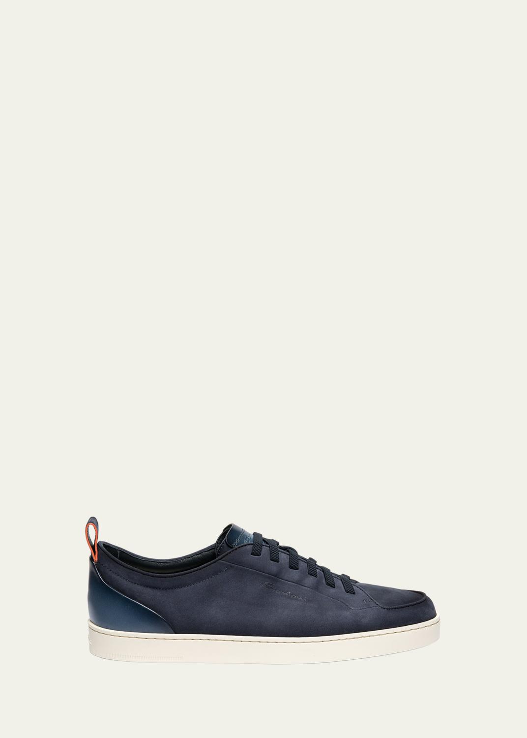 Santoni Men's Oly Burnished Suede Low-Top Sneakers - Bergdorf Goodman