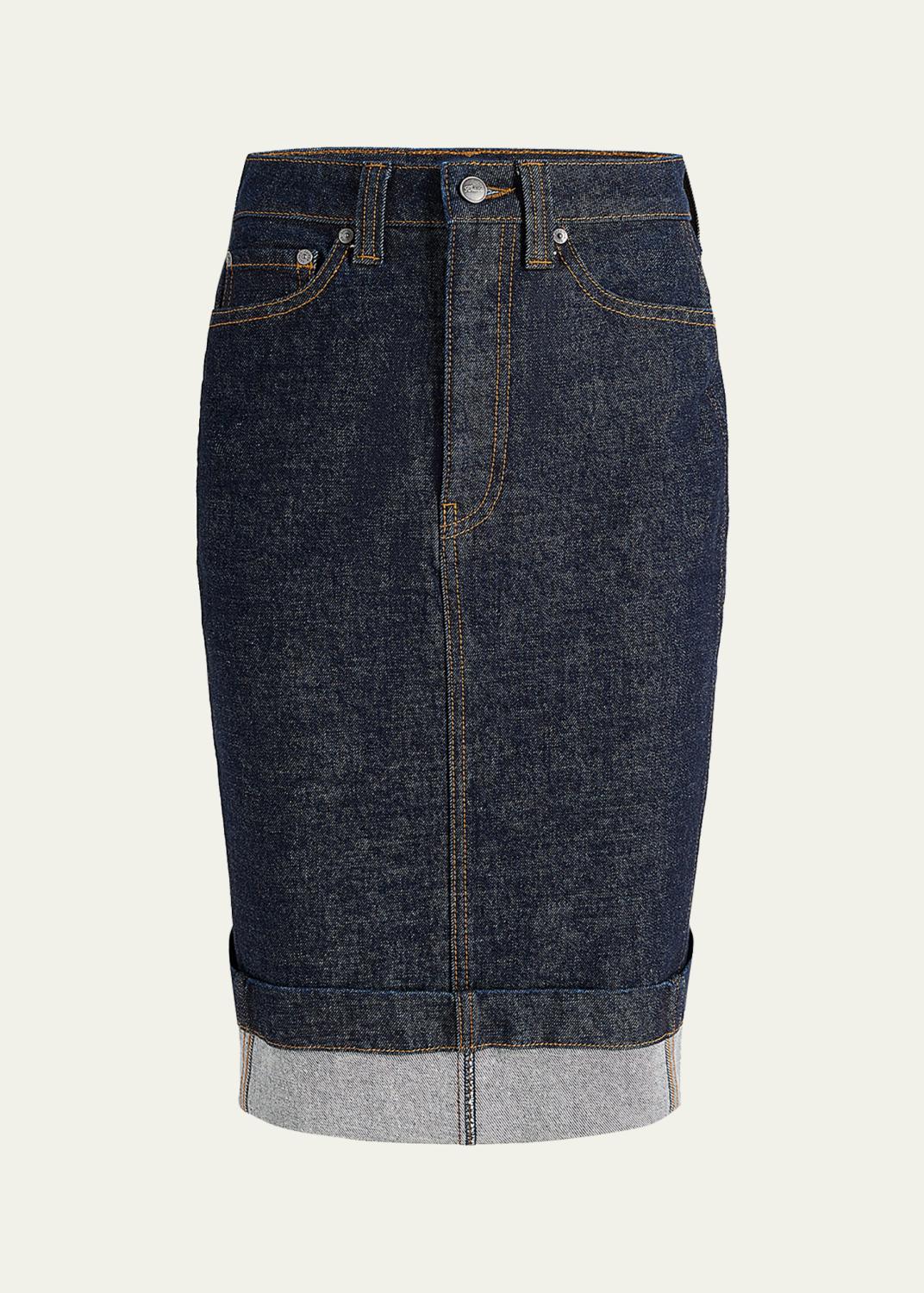 Kobi Halperin Ysabelle A-Line Cotton Denim Midi Skirt - Bergdorf