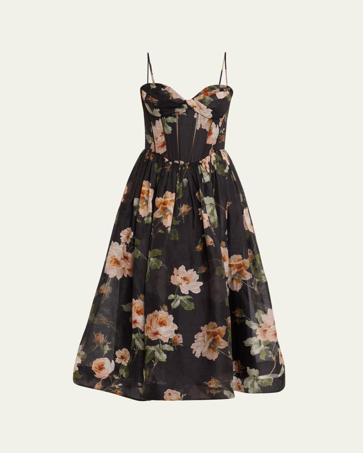 zimmermann picnic floral midi-dress Zimmermann - Hypnotic Picnic belted appliqud floral-print linen and  silk-blend midi dress