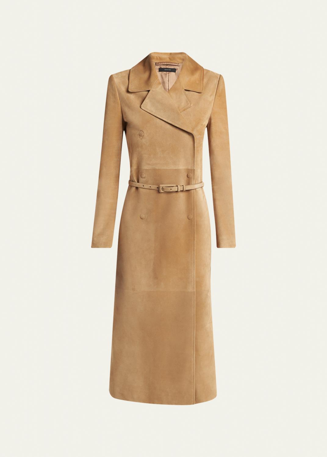 Chloe Gathered Shiny Leather Belted Trench Coat - Bergdorf Goodman
