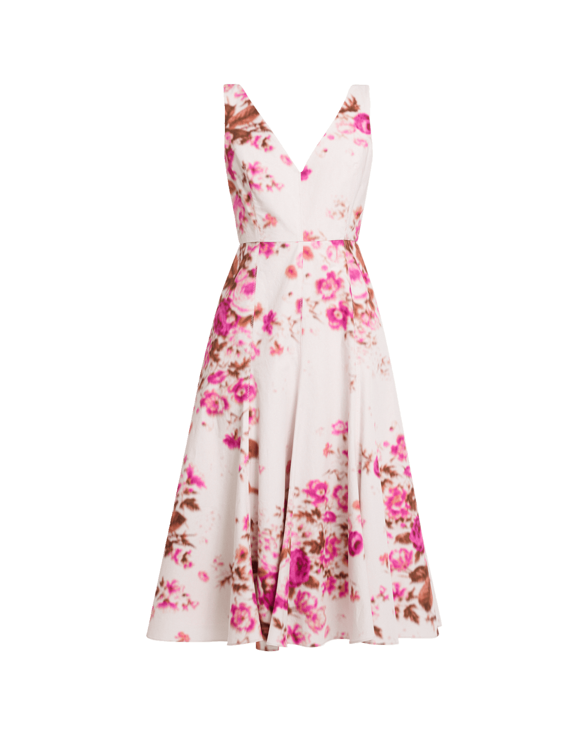 pink sleeveless hand beaded floral midi dress Mac Duggal Women's Floral Beaded Midi Sheath Dress - Nude Multi - 14
