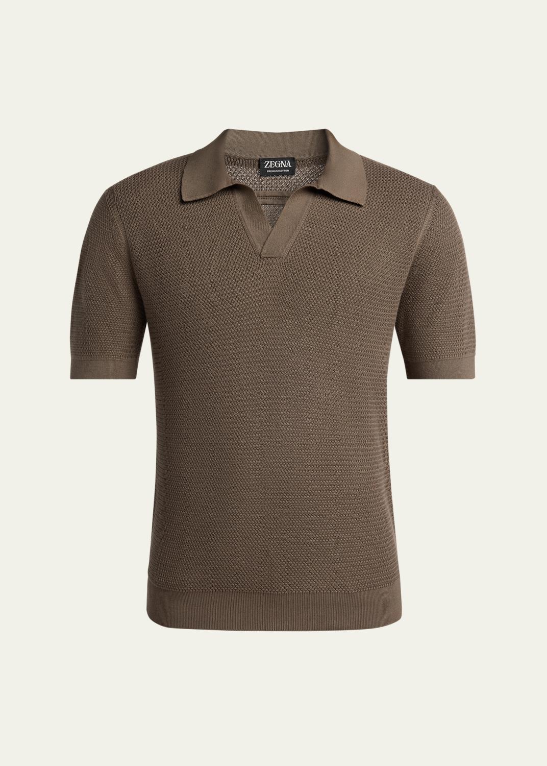 ZEGNA Men's Cotton and Silk Tipped Polo Shirt - Bergdorf Goodman
