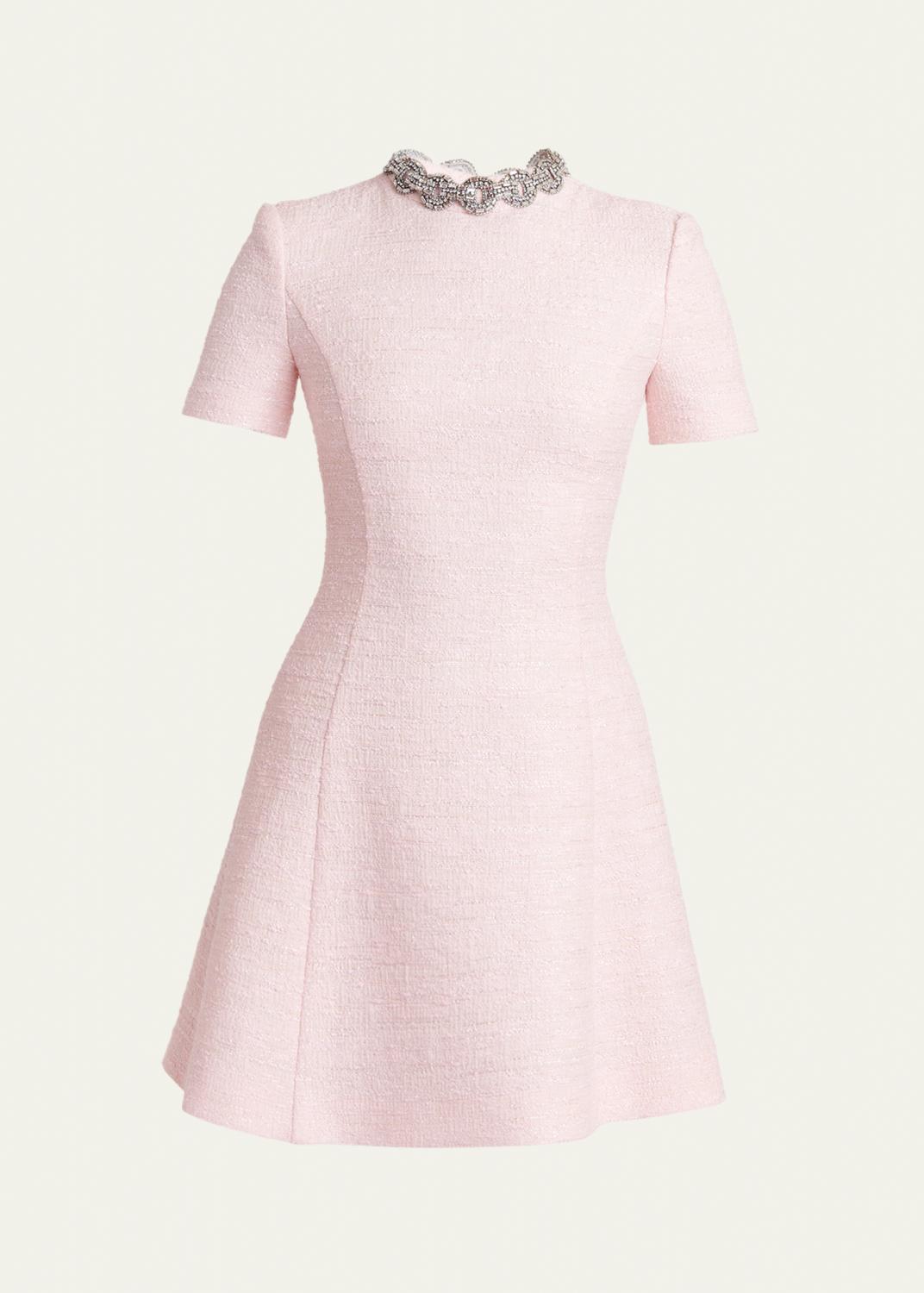 valentino rainbow crystal embellished short sleeve dress Plusdepois Print Crepe Couture Valentino Garavanis dress is made from rich chocolate wool and silk Valentino Garavani Bow Crystal Heart