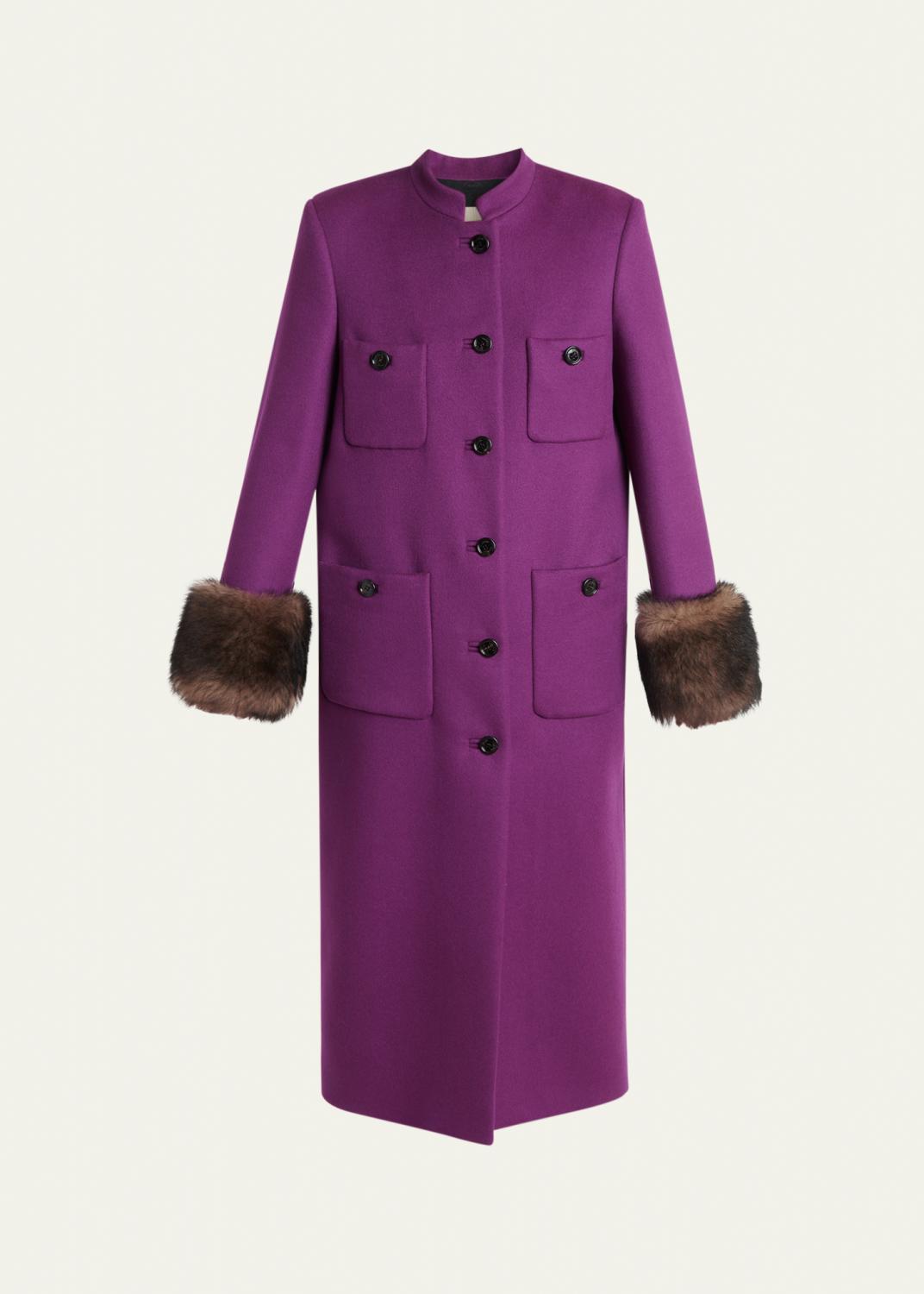 Valentino Garavani Cappotto Wool V Gold-Trim Jacket - Bergdorf Goodman