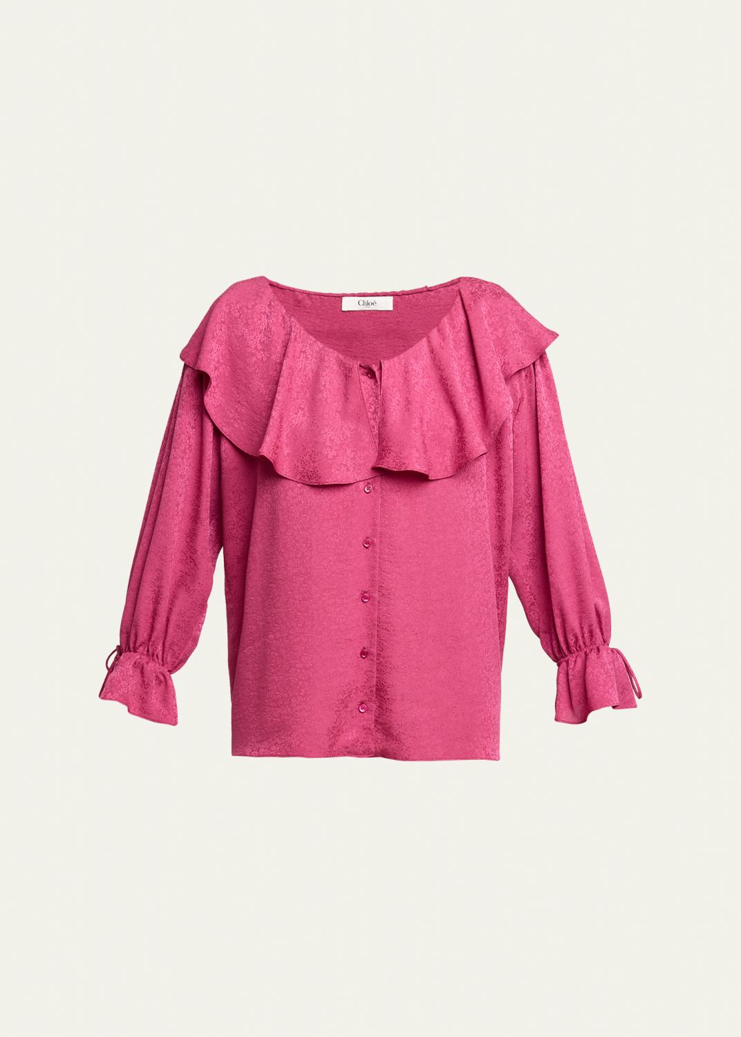 Chloe Ruffle-Trim Cropped Blouse - Bergdorf Goodman