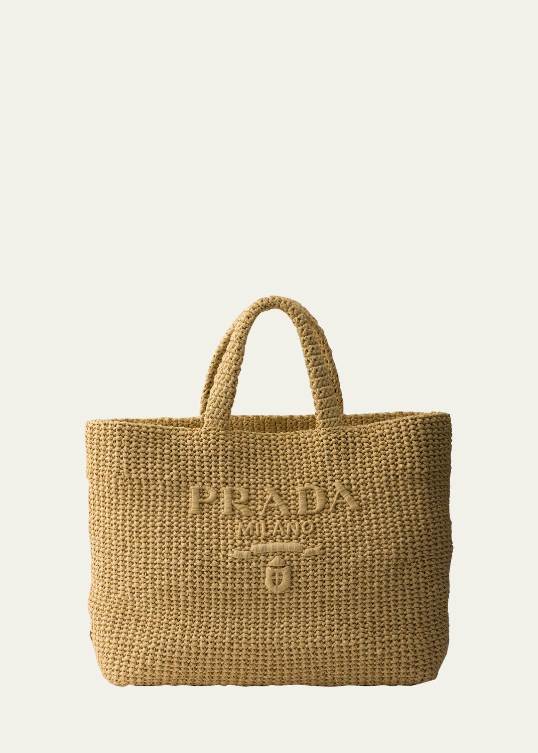 Prada Bicolor Woven Logo Shopper Tote Bag - Bergdorf Goodman